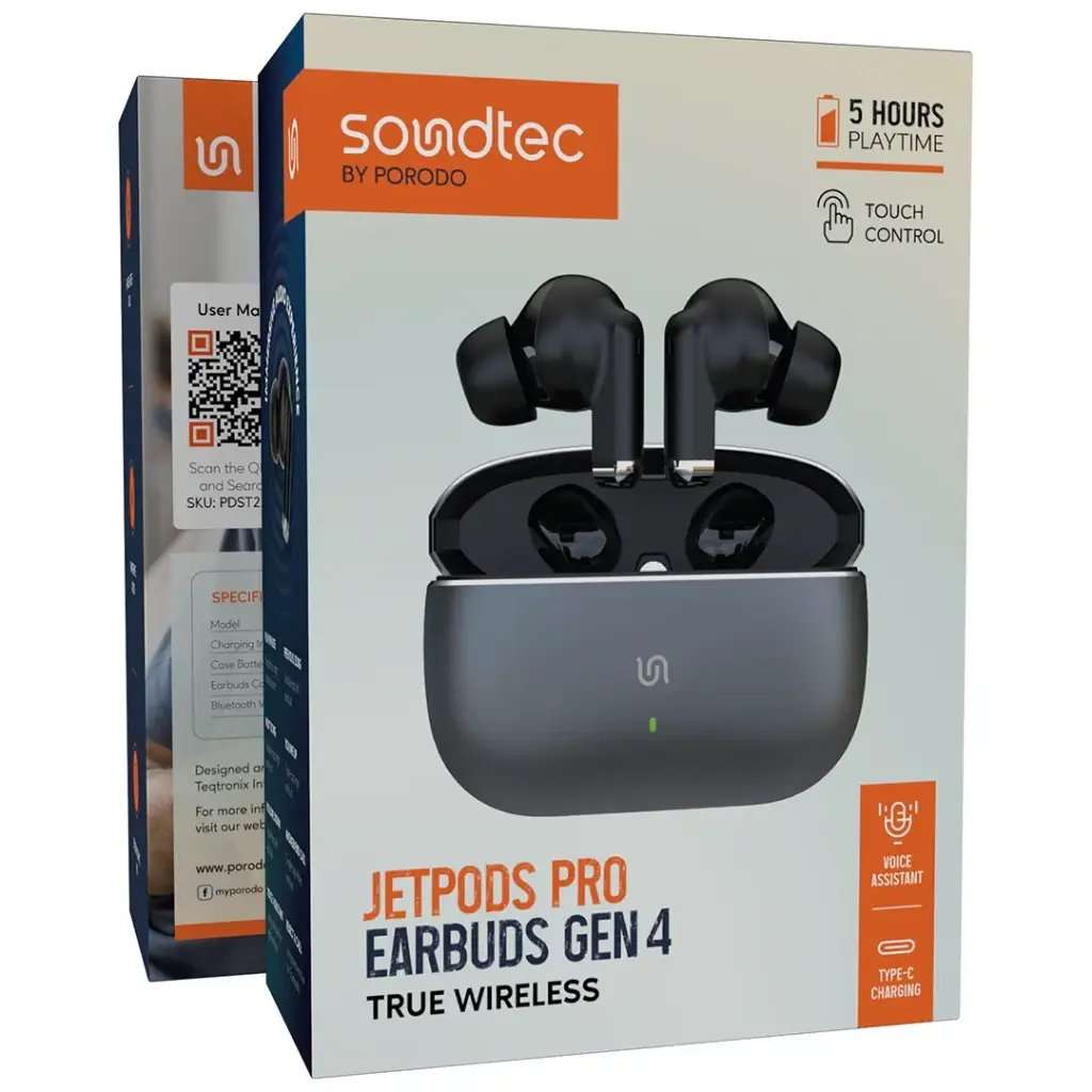 Porodo Soundtec Jetpods Pro Earbuds Gen 4 True Wireless - Linkphones Center